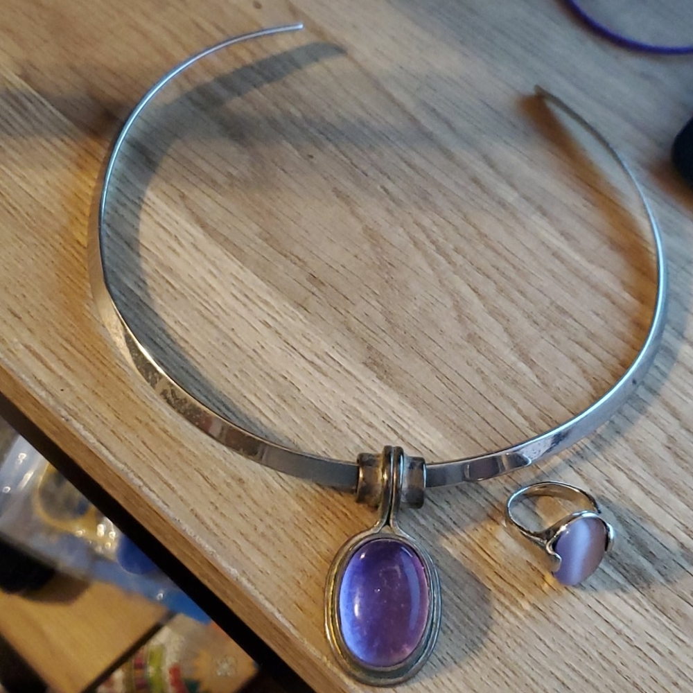 Sterling silver cuff necklace